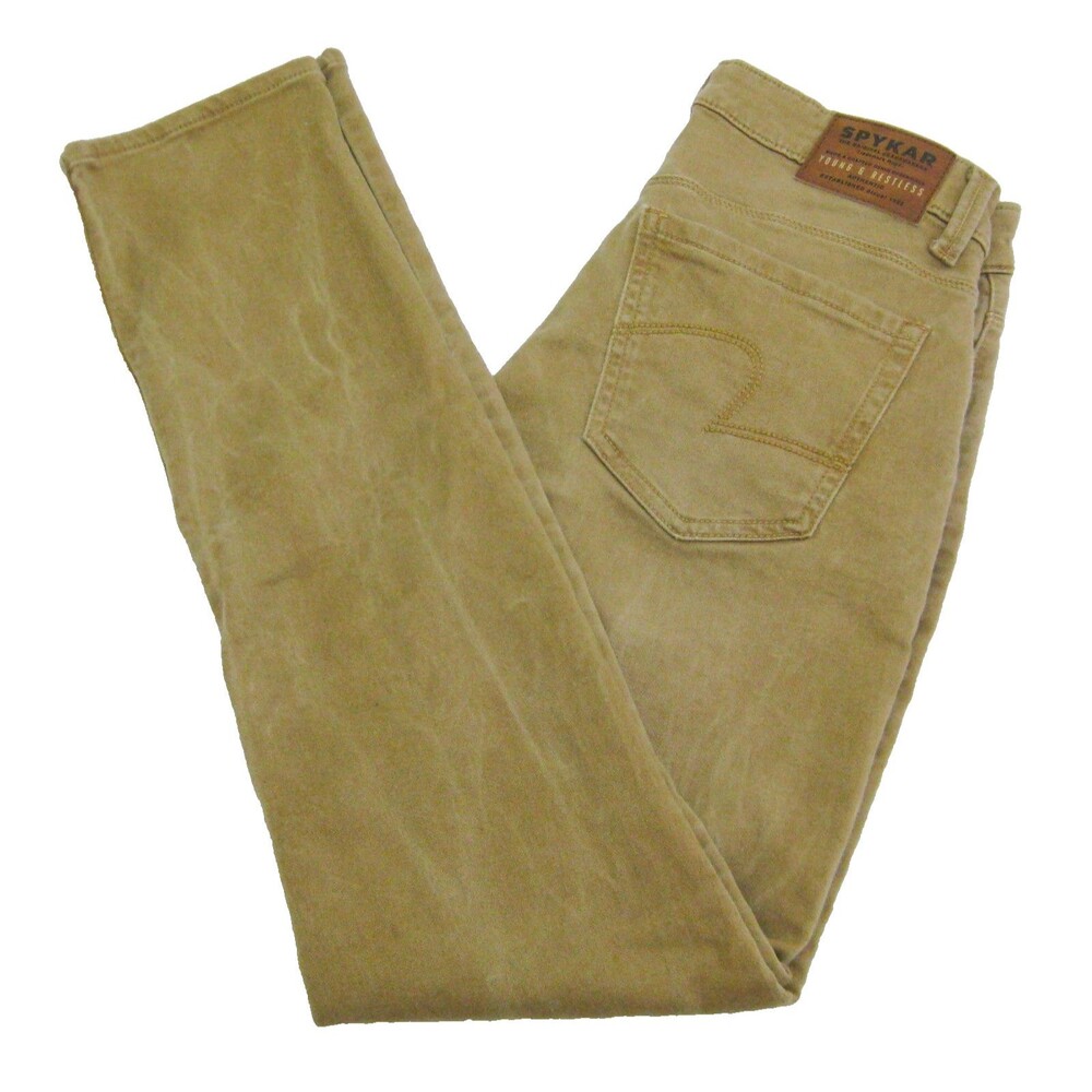 Spykar Jeans Mens 32x32 Brown Tan Beige Skinny Denim Pants 5 Pockets Rover